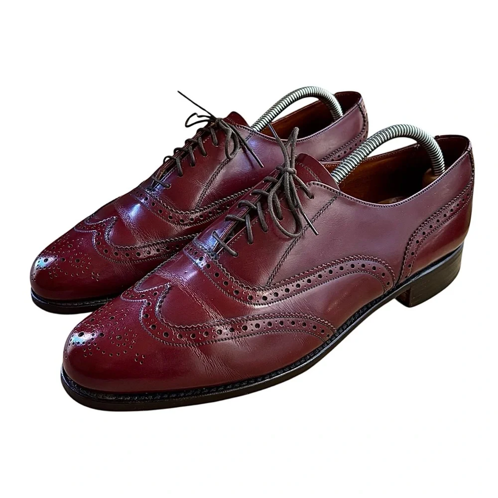 🍁GRENSON Royal Windsor Saphir Red Leather Wingtip Oxfords🍁 - Picture 2 of 14